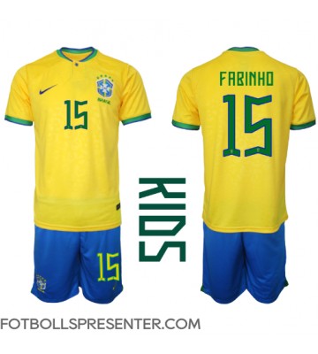 Brasilien Fabinho #15 Hemmatröja Barn VM 2022 Kortärmad (+ korta byxor)
